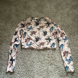 Primark Butterfly Patterned Mesh Top